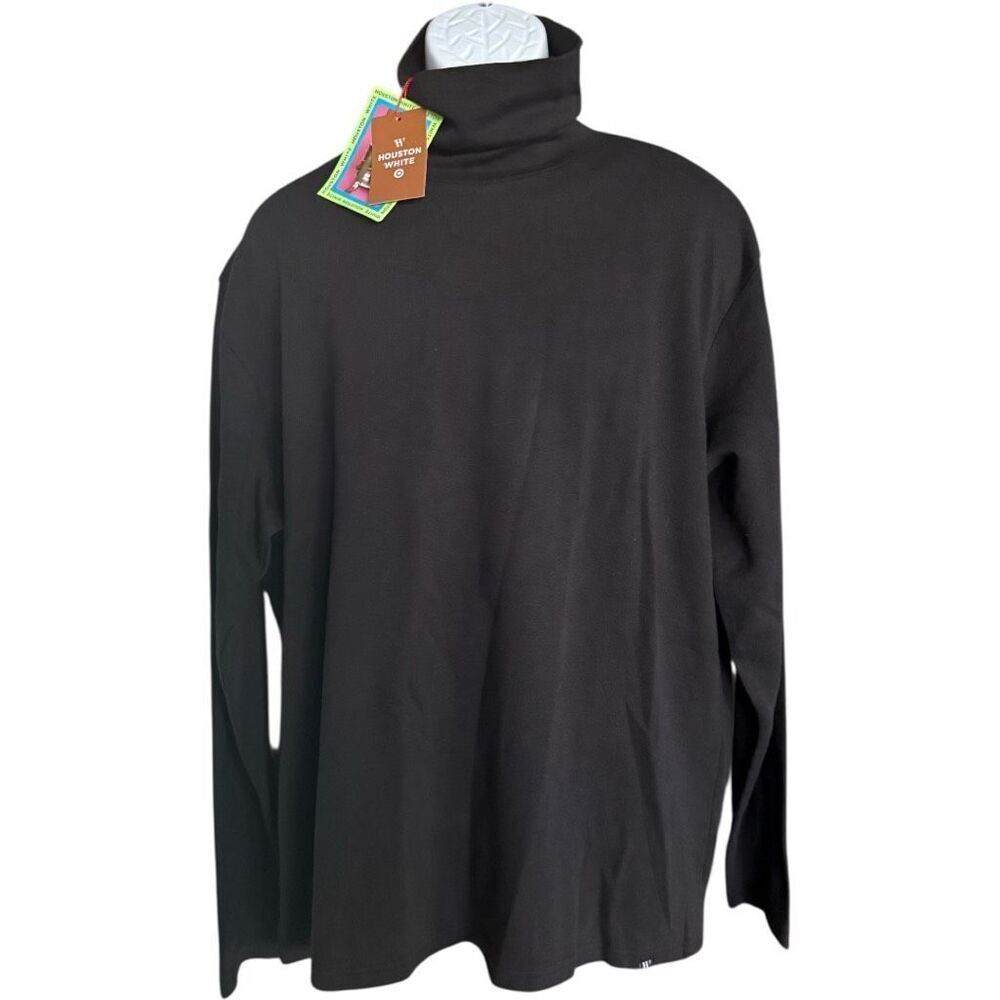 NWT Mens Houston White Black On Trend Turtleneck Long Sleeve Shirt - Sz L - Picture 2 of 2